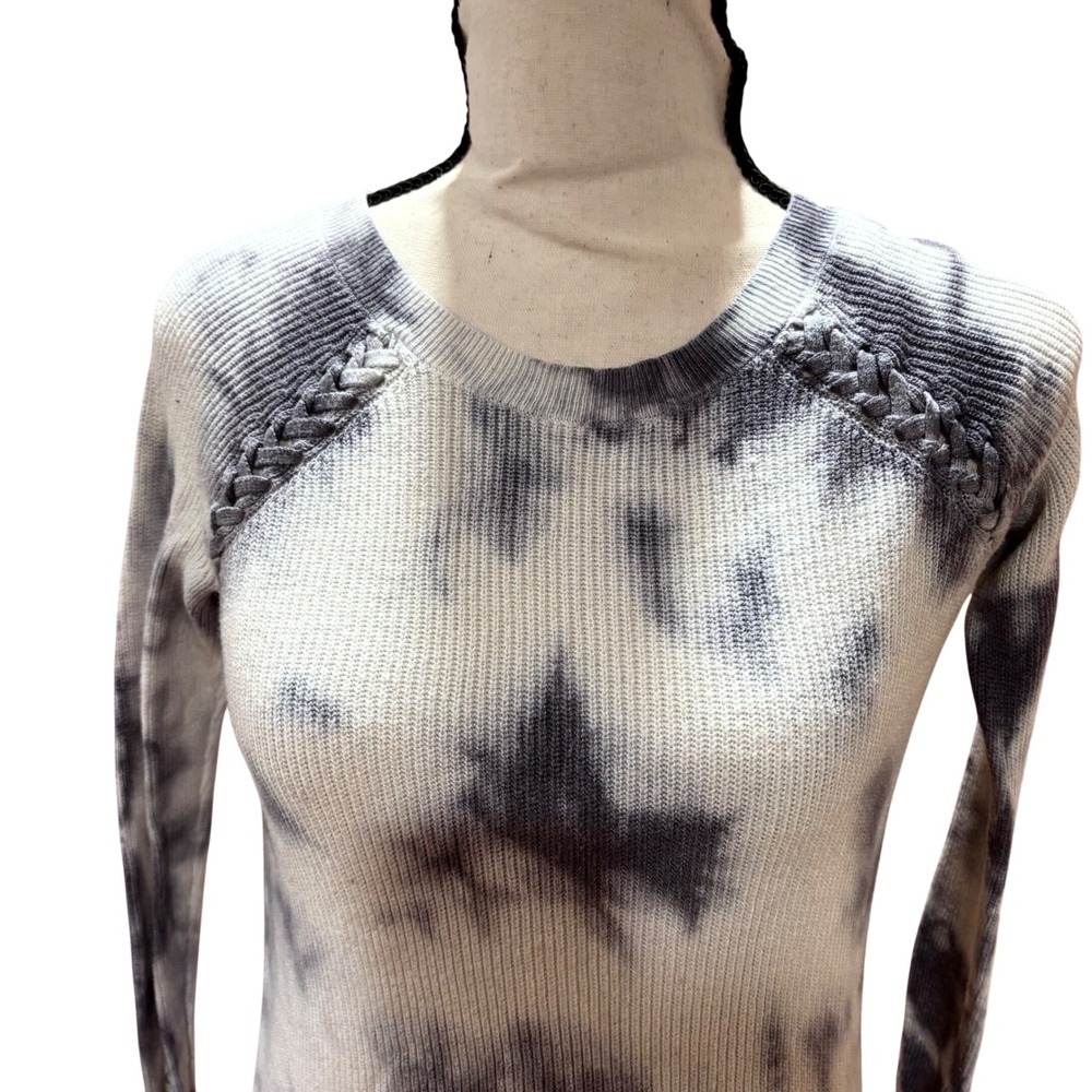 American Eagle Outfitters Tie Dye Knit Sweater Braided Long Sleeve Crew Neck‎ XS